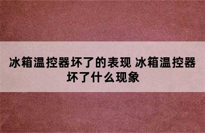 冰箱温控器坏了的表现 冰箱温控器坏了什么现象